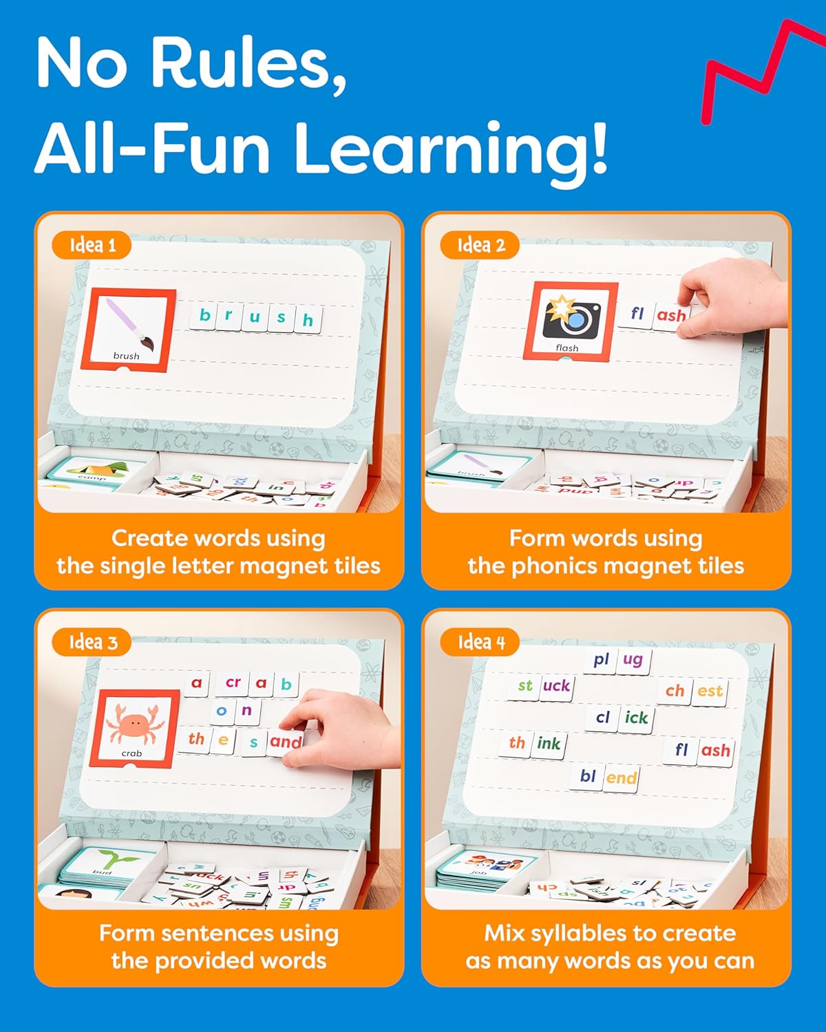 Alphabet & Phonics Magnets - CVC Builder & Picture Cards, Magnetic Board