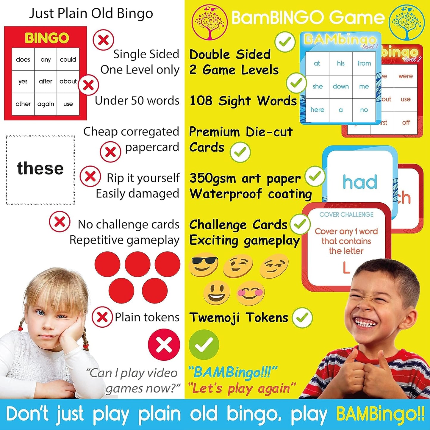 BAMbingo Sight Word Game - Preschool & Kindergarten